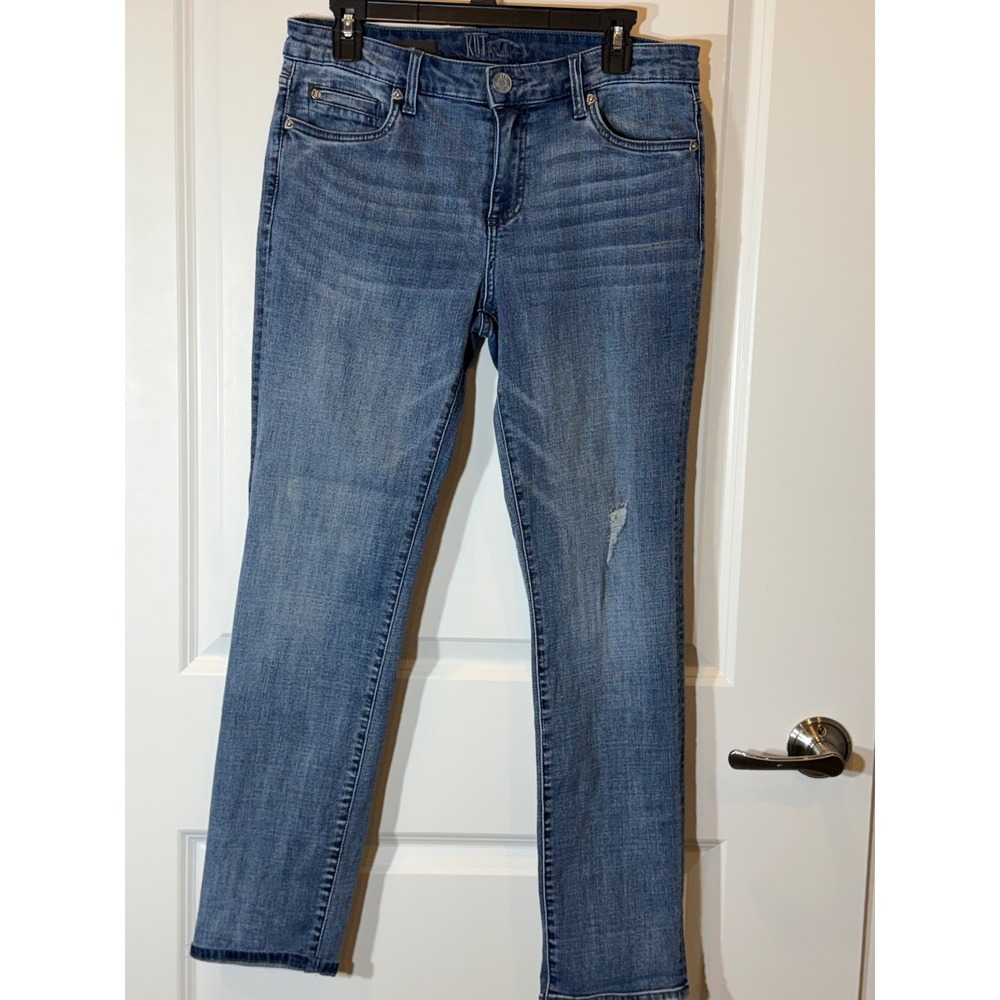 KUT from the Kloth Katy Boyfriend Jeans Medium Wash Distressed Size 12